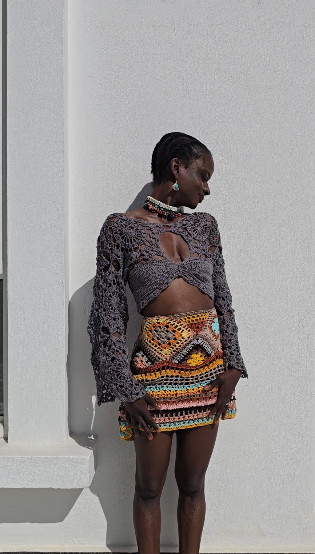 Mandala crochet top with sleeves