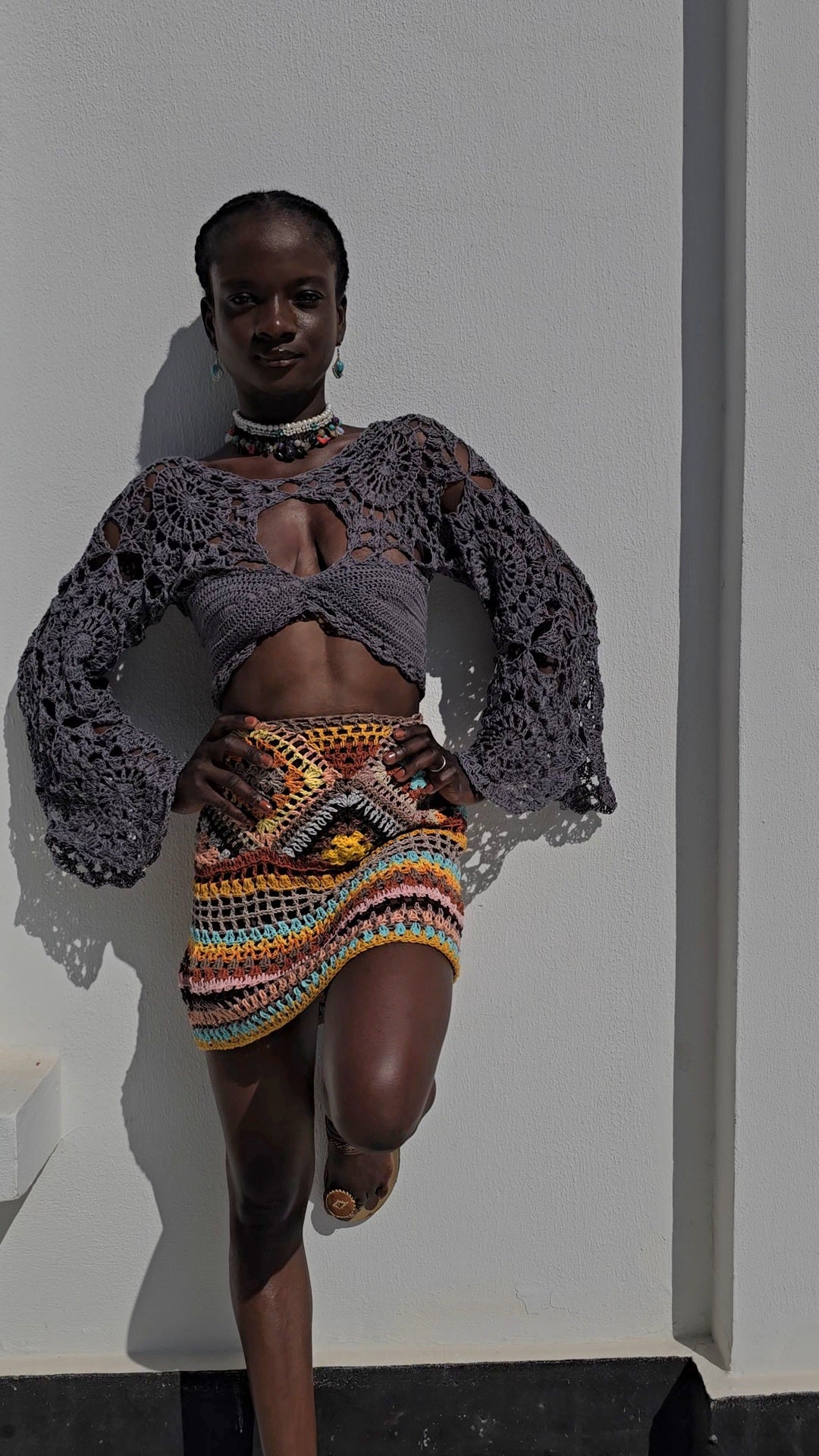 Mandala crochet top with sleeves