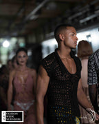 Handmade Black Crochet Sleeveless Top, Crochet Men's Festival Shirt