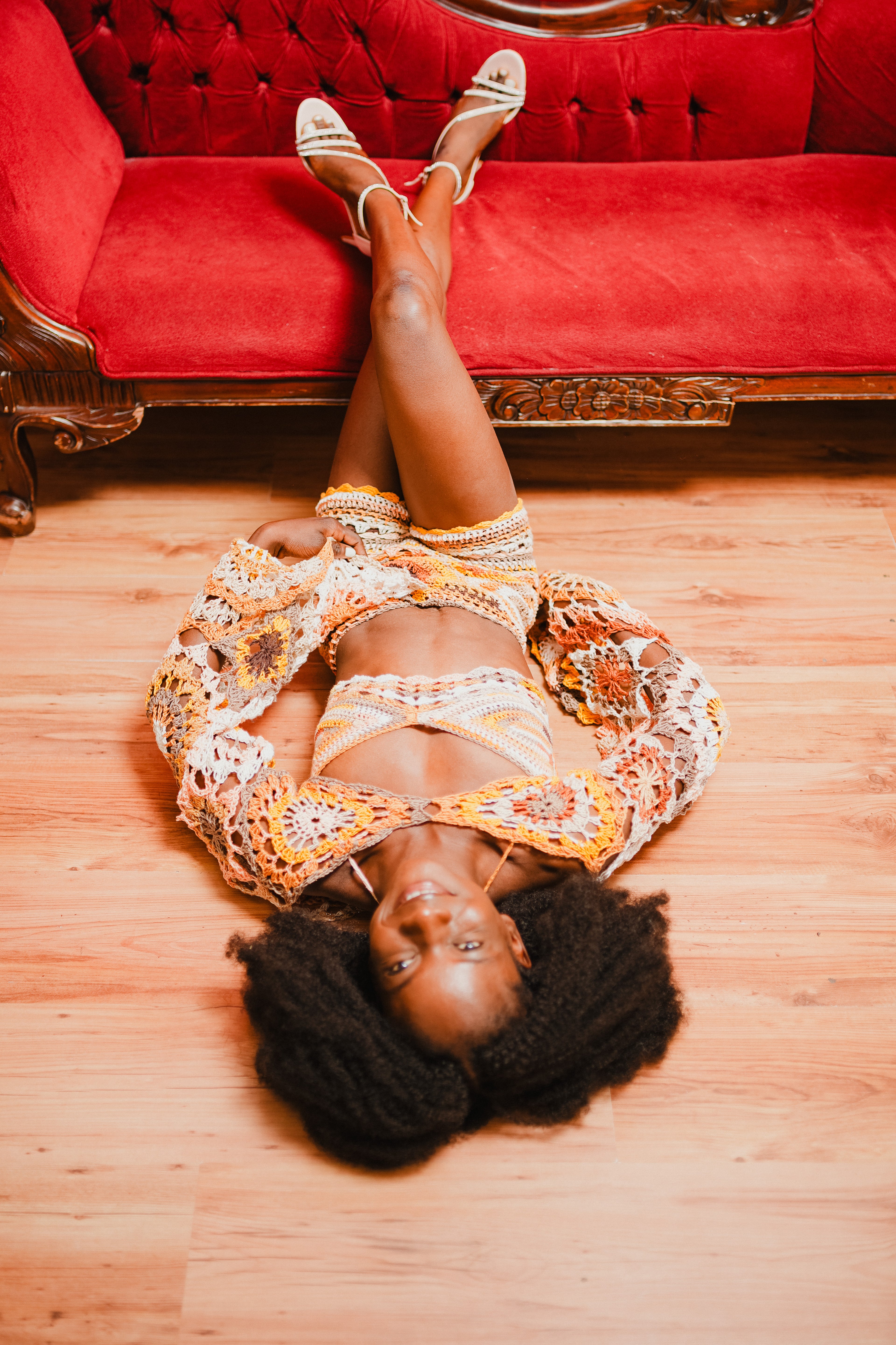 Crochet Top and Shorts Set, Granny Square Shorts and Bralette