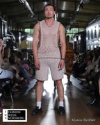 Men’s Handcrafted Cashmere Crochet Set –  Tank Top and Bermuda Shorts