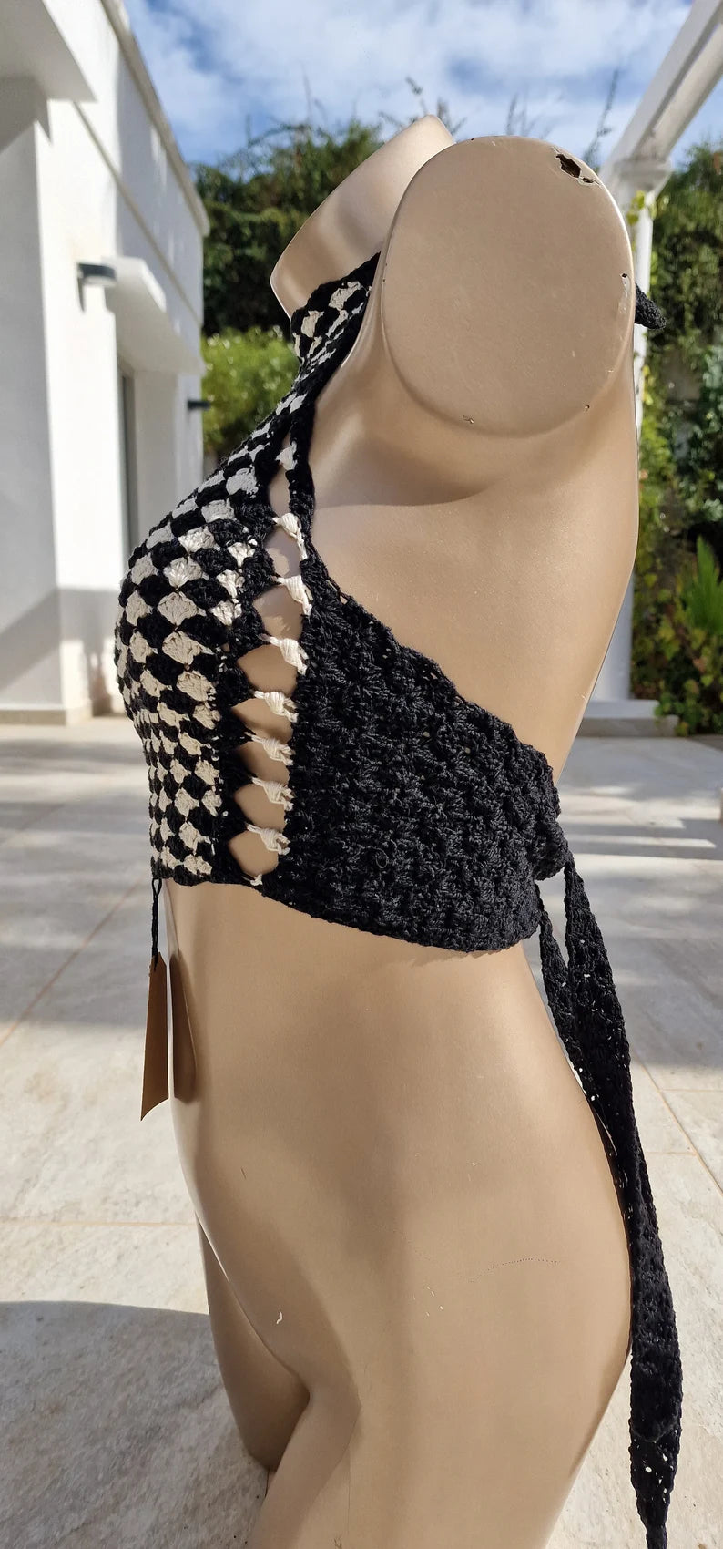Black & White Crochet Top