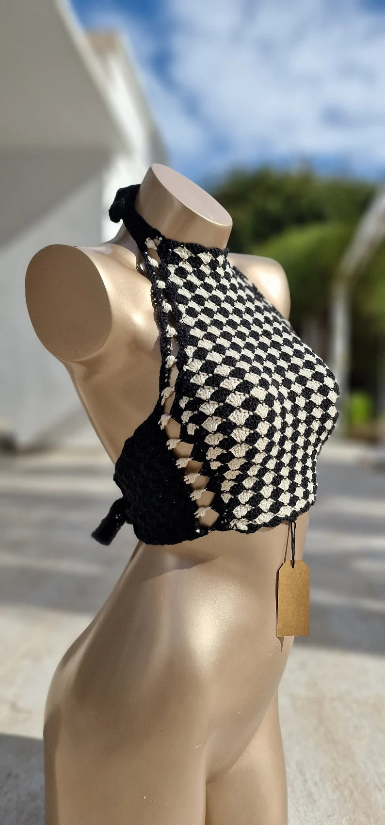 Black & White Crochet Top