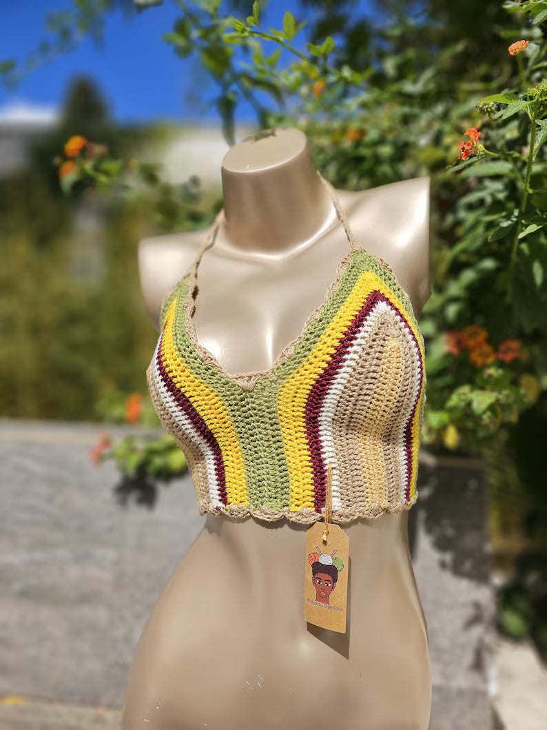 Stripped Crochet Crop Top