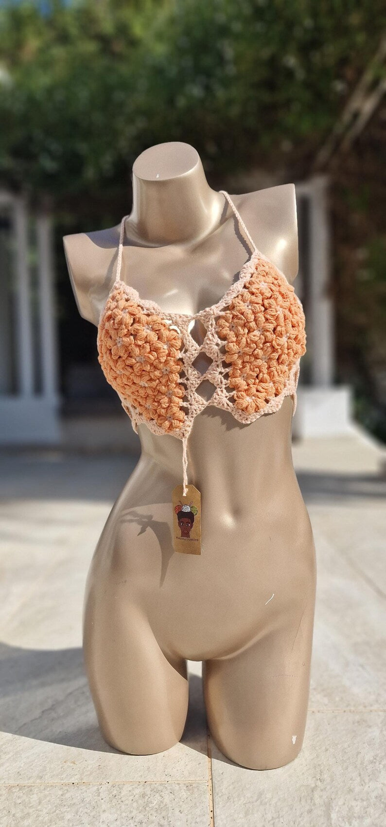 Puff Flower Crochet Top
