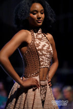 Brown Beige Crochet Ruffle