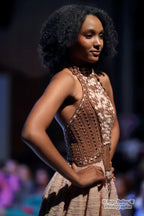 Brown Beige Crochet Ruffle