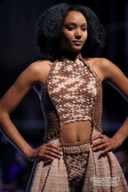 Brown Beige Crochet Ruffle